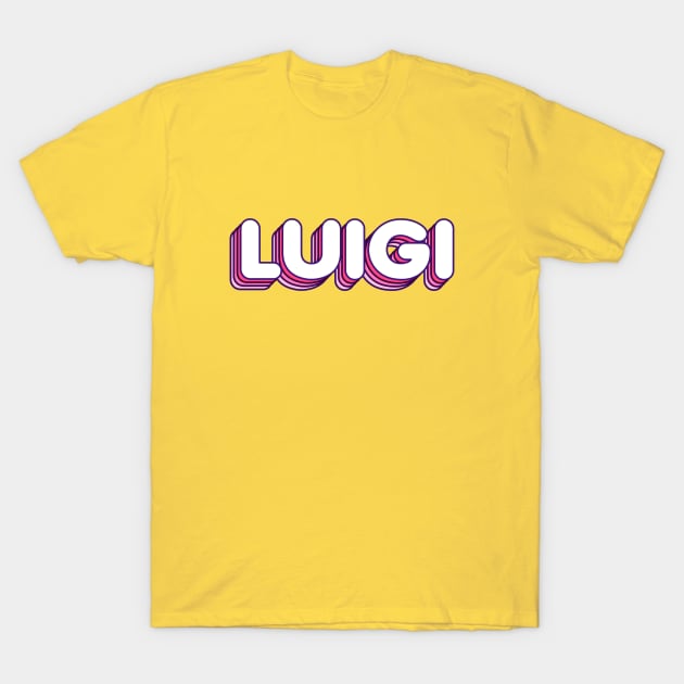 Pink Layers Luigi Name Label T-Shirt by KedaiComel